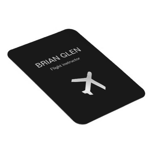 Silver flight plane silhouette gray magnet