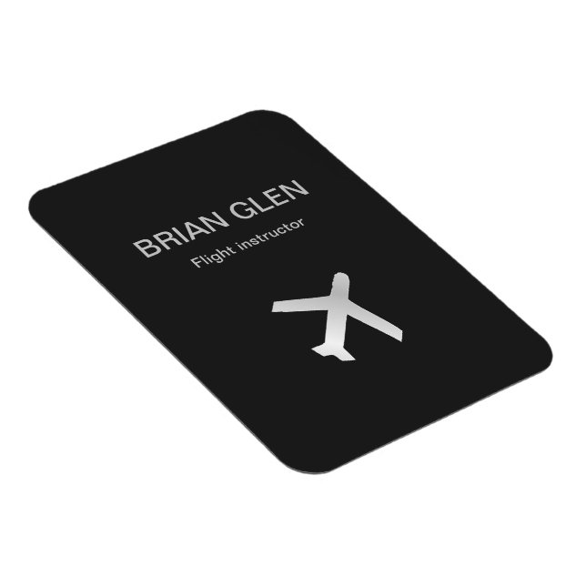 Silver flight plane silhouette gray magnet (Right Side)