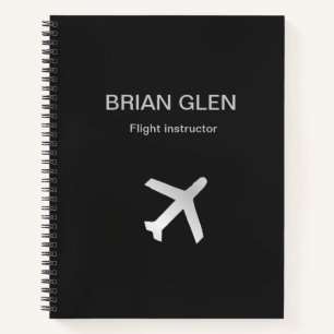 Silver flight plane silhouette gray notebook