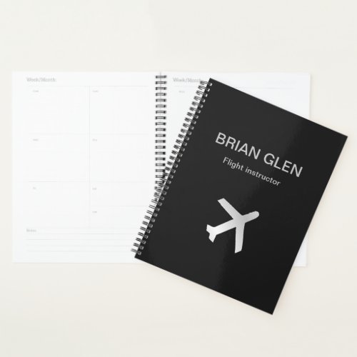 Silver flight plane silhouette gray planner