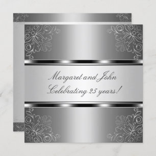 Silver Floral 25th Anniversary Party Event Invitation