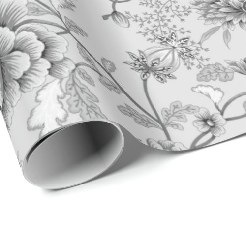 Silver Floral and Hummingbird  Wrapping Paper