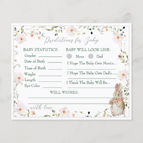 Silver Floral Baby Bunny Shower Prediction Game