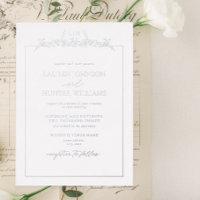 Silver Floral Border Monogram Wedding