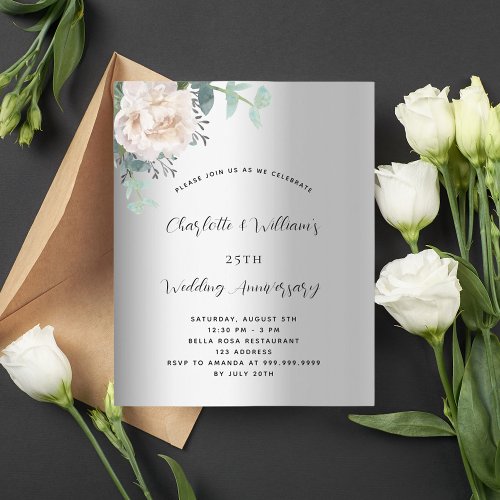Silver floral budget 25th wedding anniversary