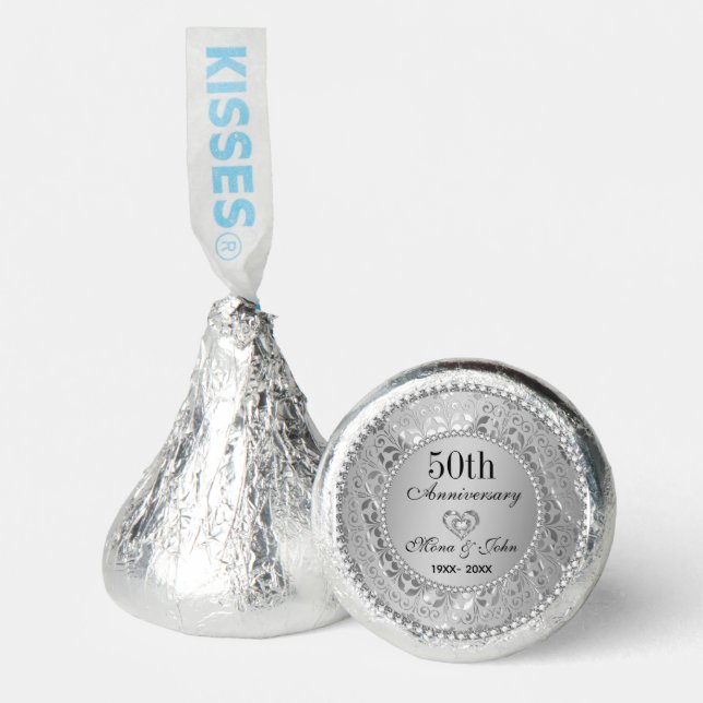 Silver Floral Damask Hershey®'s Kisses® (Front)