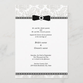 Silver Floral Damask Wedding Invitation