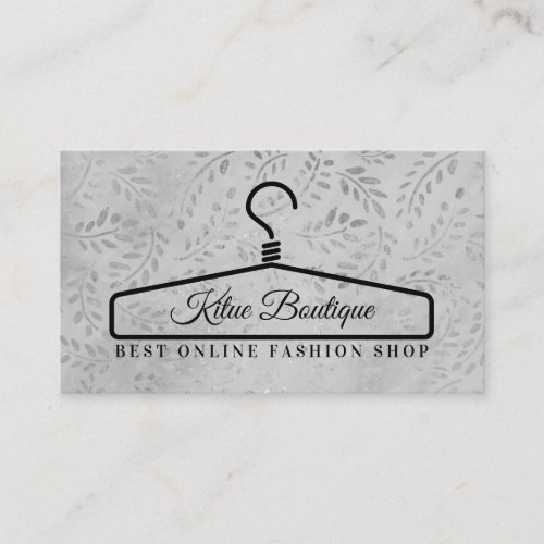 Silver Floral Fashion Dress Hanger Business Card