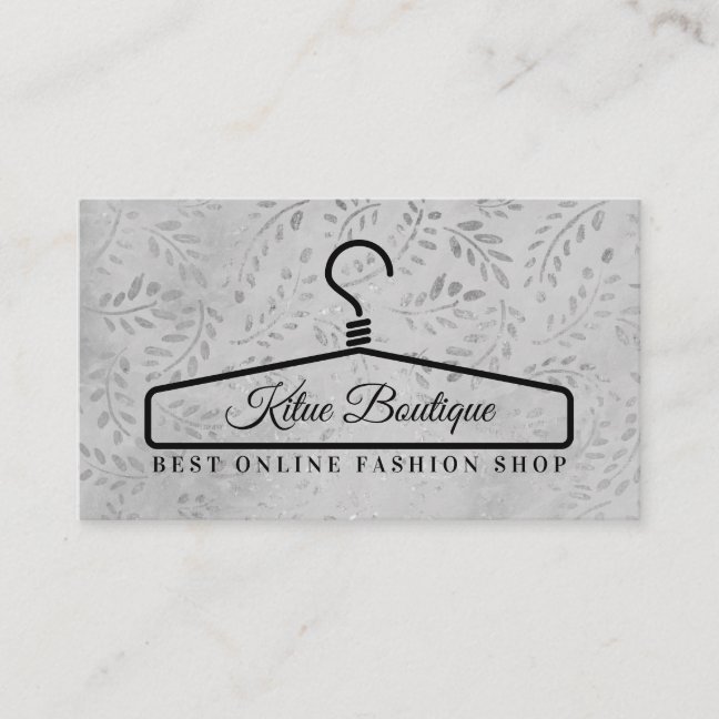 Silver Floral Fashion Dress Hanger Business Card