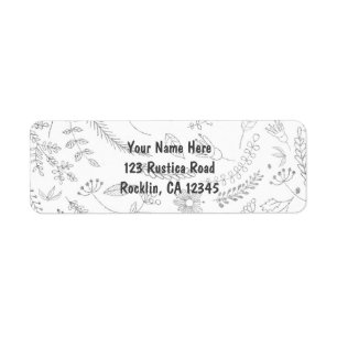 Silver Floral Leaves Rustic Wedding Invitation Label