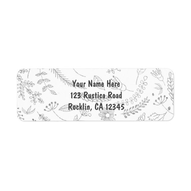 Silver Floral Leaves Rustic Wedding Invitation Label (Front)