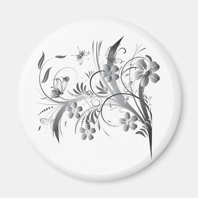Silver Floral Magnet (Front)