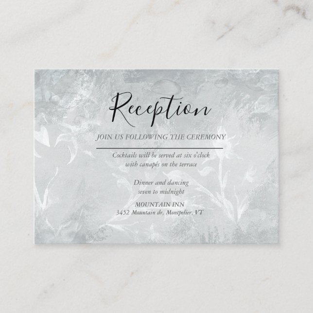Silver Floral Reception Enclosure Card (Front)