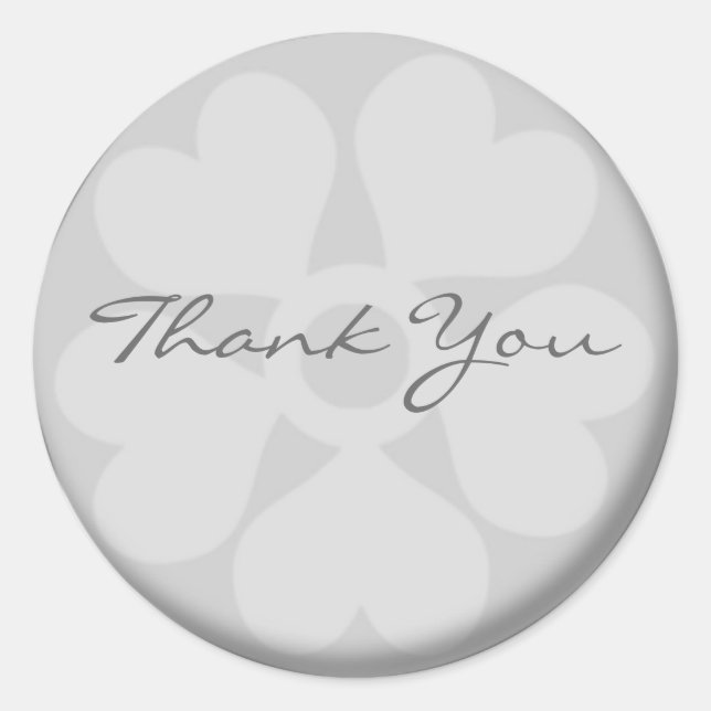 Silver Floral Thank You Stickers (Front)