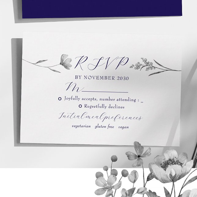 Silver Floral Wedding RSVP Card (Creator Uploaded)