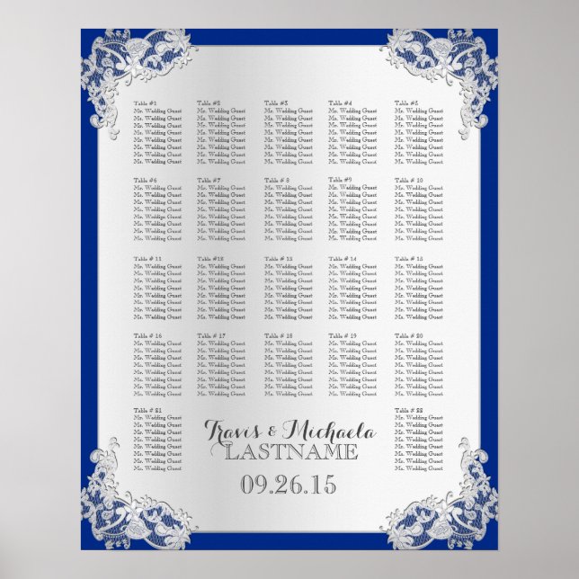 Silver Floral Wedding Seating Chart (Front)