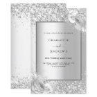 Silver florals 25th wedding anniversary invitation