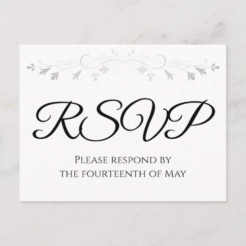 Silver Flourish Elegant Wedding RSVP Postcard