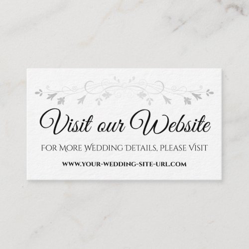 Silver Flourish Elegant Wedding Visit Our Website Enclosure Card