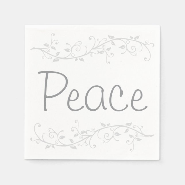 Silver Flourish Peace Christmas Party Napkins (Front)