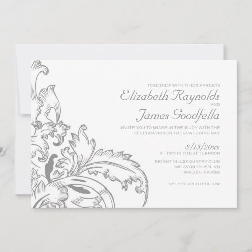 Silver Flourish Wedding Invitations