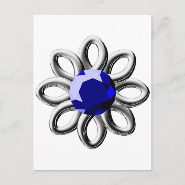 Silver flower with blue stone postcard (Front)