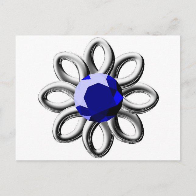 Silver flower with blue stone postcard (Front)