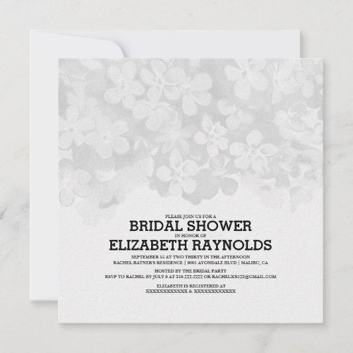 Silver Flowers Bridal Shower Invitations