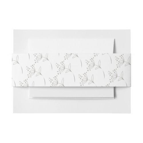 Silver Flowers Invitation Belly Band