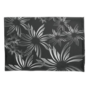 Silver Flowers Pillow Case