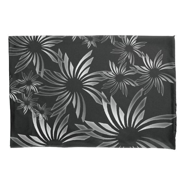 Silver Flowers Pillow Case (Front)