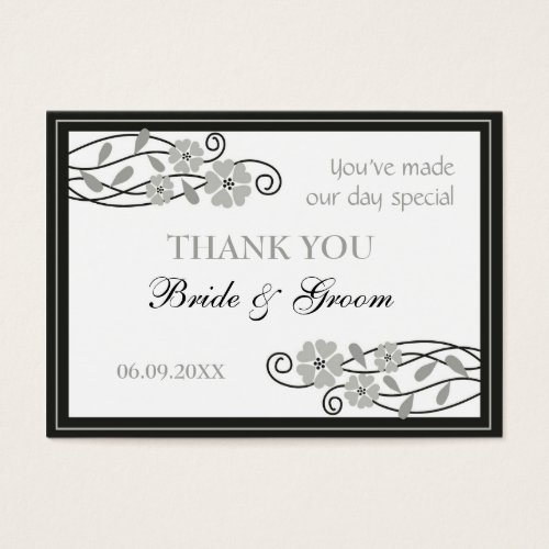 Silver Flowers Wedding Favor Gift Tags Business Card Templates