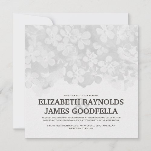 Silver Flowers Wedding Invitations