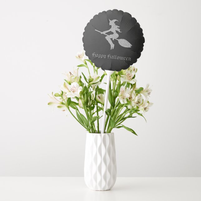 Silver Flying Witch Halloween Balloon (Vase)