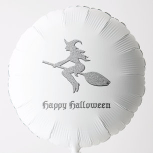 Silver Flying Witch Halloween Balloon