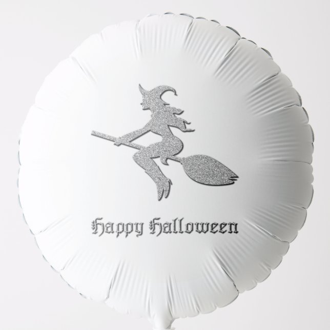 Silver Flying Witch Halloween Balloon (Front)