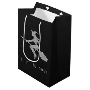 Silver Flying Witch Halloween Medium Gift Bag