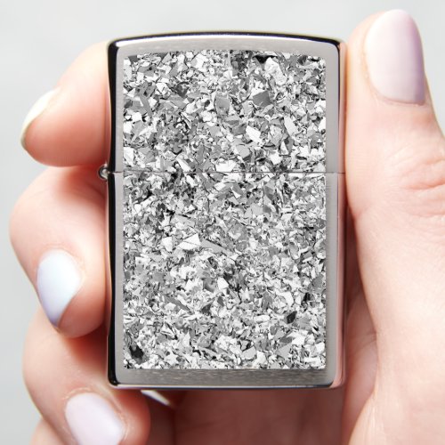 Silver foil aluminum look crushed metal pattern zippo lighter