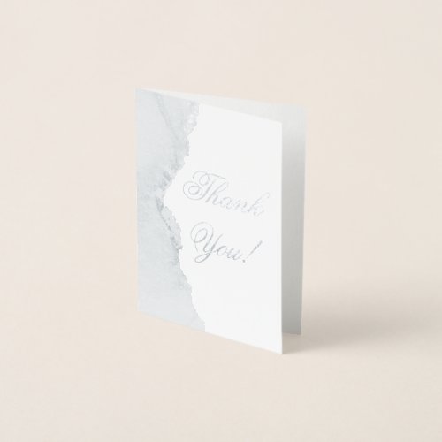 Silver Foil and Blue Agate Wedding Thank You Card