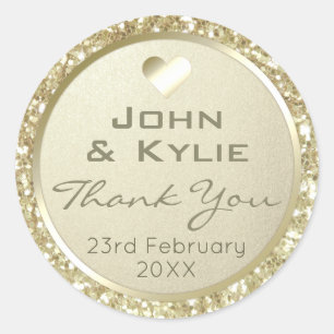 Silver Foil And Glitter Wedding Thank you Favor Classic Round Sticker