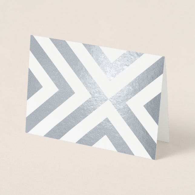 Silver Foil and White Chevrons Card (Front)