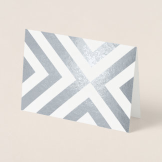 Silver Foil and White Chevrons Foil Card