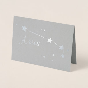 Silver Foil Aries Zodiac Constellation Card