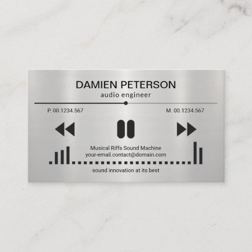 Silver Foil Audio Display Emboss Letters DJ Business Card