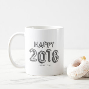 Silver Foil Balloons Happy 2018 Personalized Coffee Mug