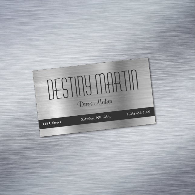 Silver Foil Black Contact Bar Business Card Magnet (In Situ)