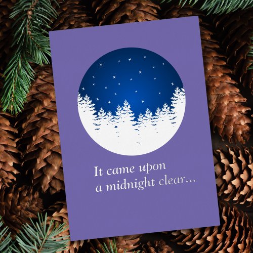Silver Foil Blue Holiday Card _ Midnight Clear