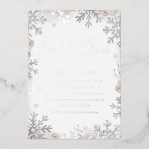 SILVER FOIL Blush Winter Snowflake Bridal Shower  Invitation