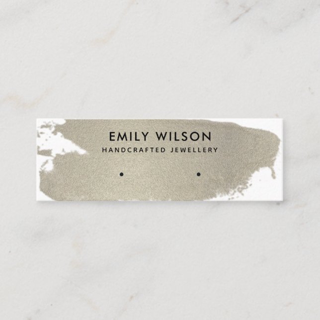 SILVER FOIL BRUSH STROKE STUD EARRING DISPLAY MINI BUSINESS CARD (Front)