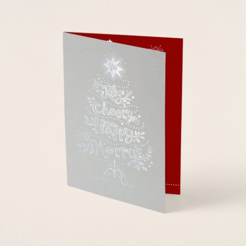 Silver foil Business Holiday Card Christmas Tree